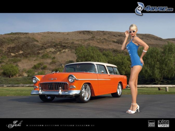 Miss tuning car sexy girl woman oldtimer Miss tuning car sexy girl