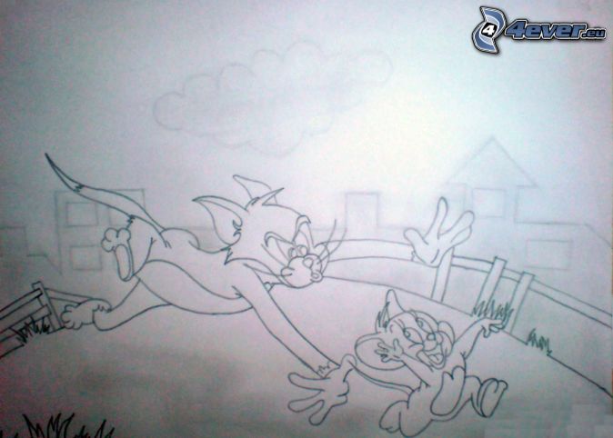 Heart with rose cartoon picture blood drop Tom and Jerry drawing 